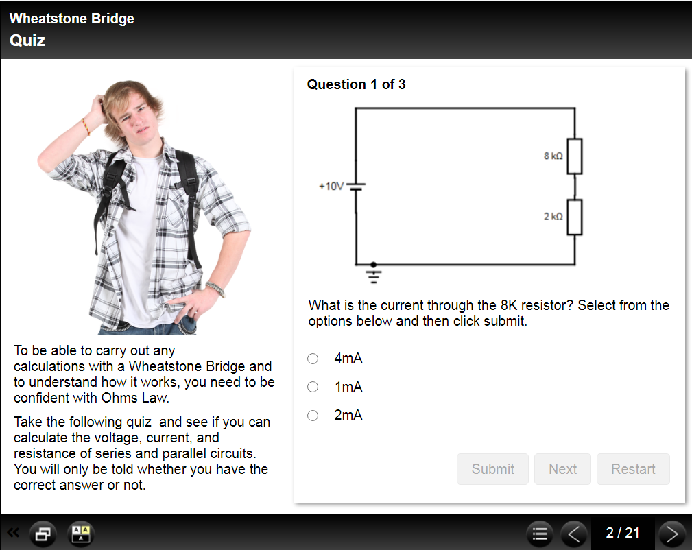 Example of a Xerte Quiz page
